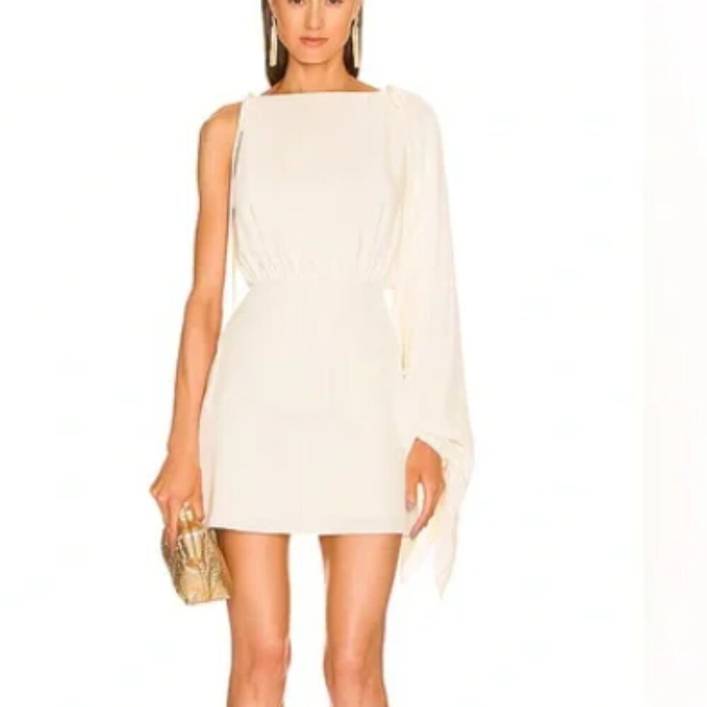 Alexis Wesley Elegant Cream One-Shoulder 100% Silk Dress - Size L